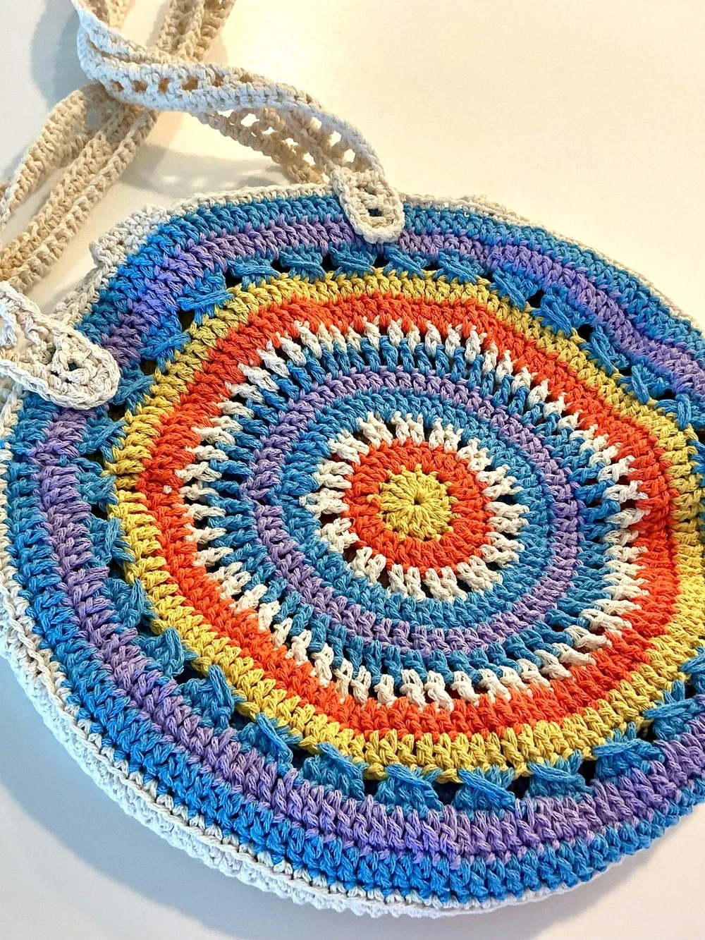 Boho Hippie Retro Shoulder Bag, Summer Crocheted Colorful Bag NEW - Picture 2 of 6